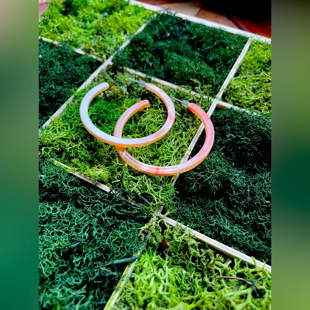 Orange Hoop Earrings - Picture 4 of 5